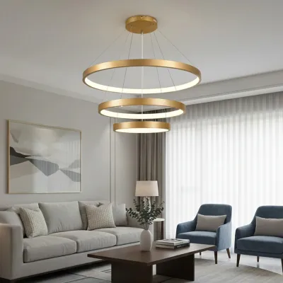 Κρεμαστό φωτιστικό οροφής LED kelvo® NEMESIS 120W 12000lm 180° AC 220-240V IP20 ρυθμιζόμενο λευκό CCT με χειριστήριο από 2700K έως 6000K ντιμμαριζόμενο χρυσό πλατίνα 80x80x80cm KLV-101-0222