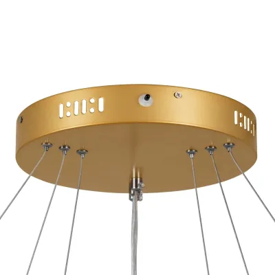 Κρεμαστό φωτιστικό οροφής LED kelvo® NEMESIS 120W 12000lm 180° AC 220-240V IP20 ρυθμιζόμενο λευκό CCT με χειριστήριο από 2700K έως 6000K ντιμμαριζόμενο χρυσό πλατίνα 80x80x80cm KLV-101-0222