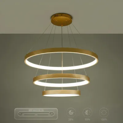 Κρεμαστό φωτιστικό οροφής LED kelvo® NEMESIS 120W 12000lm 180° AC 220-240V IP20 ρυθμιζόμενο λευκό CCT με χειριστήριο από 2700K έως 6000K ντιμμαριζόμενο χρυσό πλατίνα 80x80x80cm KLV-101-0222