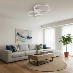 Φωτιστικό οροφής kelvo® DIAMOND LED 100W 10000lm 360° AC 220-240V IP20 ρυθμιζόμενο λευκό CCT με χειριστήριο 2700K έως 6000K ντιμάρισμο λευκό ματ 80x50x20cm