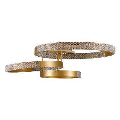 Φωτιστικό οροφής kelvo® DIAMOND LED 100W 10000lm 360° AC 220-240V IP20 ρυθμιζόμενο λευκό CCT με χειριστήριο 2700K-6000K ντιμαριζόμενο χρυσό πλατίνα 80x50x20cm