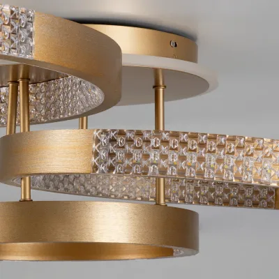 Φωτιστικό οροφής kelvo® DIAMOND LED 100W 10000lm 360° AC 220-240V IP20 ρυθμιζόμενο λευκό CCT με χειριστήριο 2700K-6000K ντιμαριζόμενο χρυσό πλατίνα 80x50x20cm