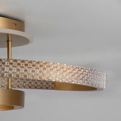 Φωτιστικό οροφής kelvo® DIAMOND LED 100W 10000lm 360° AC 220-240V IP20 ρυθμιζόμενο λευκό CCT με χειριστήριο 2700K-6000K ντιμαριζόμενο χρυσό πλατίνα 80x50x20cm