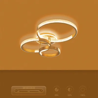 Φωτιστικό οροφής kelvo® DIAMOND LED 100W 10000lm 360° AC 220-240V IP20 ρυθμιζόμενο λευκό CCT με χειριστήριο 2700K-6000K ντιμαριζόμενο χρυσό πλατίνα 80x50x20cm