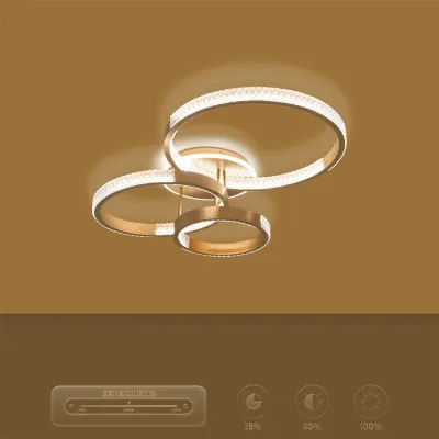 Φωτιστικό οροφής kelvo® DIAMOND LED 100W 10000lm 360° AC 220-240V IP20 ρυθμιζόμενο λευκό CCT με χειριστήριο 2700K-6000K ντιμαριζόμενο χρυσό πλατίνα 80x50x20cm