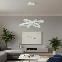 Κρεμαστό φωτιστικό οροφής LED kelvo® NEMESIS 120W 12000lm 180° AC 220-240V IP20 ρυθμιζόμενο λευκό CCT με χειριστήριο από 2700K έως 6000K ντιμμαριζόμενο λευκό ματ 80x80x80cm