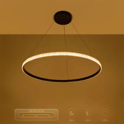 Κρεμαστό φωτιστικό οροφής LED kelvo® DIAMOND 67W 6700lm 180° AC 220-240V IP20 ρυθμιζόμενο λευκό CCT με χειριστήριο από 2700K έως 6000K ντιμμαριζόμενο μαύρο ματ 80x80x3cm