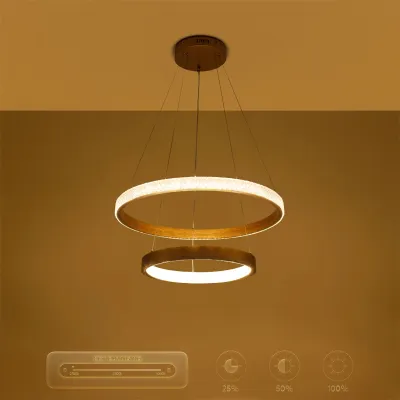 Κρεμαστό φωτιστικό οροφής LED kelvo® DIAMOND 75W 7500lm 360° AC 220-240V IP20 ρυθμιζόμενο λευκό CCT με χειριστήριο από 2700K έως 6000K ντιμαριζόμενο χρυσό 60x60x40cm