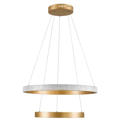 Κρεμαστό φωτιστικό οροφής LED kelvo® DIAMOND 75W 7500lm 360° AC 220-240V IP20 ρυθμιζόμενο λευκό CCT με χειριστήριο από 2700K έως 6000K ντιμαριζόμενο χρυσό 60x60x40cm