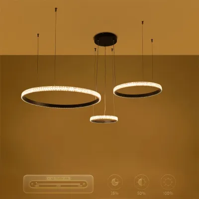 Κρεμαστό φωτιστικό οροφής LED kelvo® DIAMOND 100W 10000lm 180° AC 220-240V IP20 ρυθμιζόμενο λευκό CCT με χειριστήριο από 2700K έως 6000K ντιμαριζόμενο μαύρο ματ 110x110x60cm KLV-101-0243