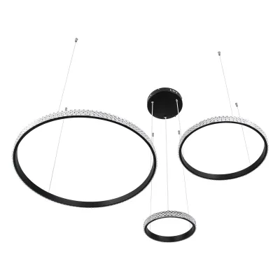 Κρεμαστό φωτιστικό οροφής LED kelvo® DIAMOND 100W 10000lm 180° AC 220-240V IP20 ρυθμιζόμενο λευκό CCT με χειριστήριο από 2700K έως 6000K ντιμαριζόμενο μαύρο ματ 110x110x60cm KLV-101-0243