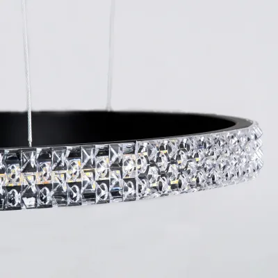 Κρεμαστό φωτιστικό οροφής LED kelvo® DIAMOND 100W 10000lm 180° AC 220-240V IP20 ρυθμιζόμενο λευκό CCT με χειριστήριο από 2700K έως 6000K ντιμαριζόμενο μαύρο ματ 110x110x60cm KLV-101-0243