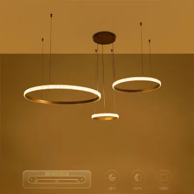 Κρεμαστό φωτιστικό οροφής LED kelvo® DIAMOND 100W 10000lm 180° AC 220-240V IP20 ρυθμιζόμενο λευκό CCT με χειριστήριο από 2700K έως 6000K ντιμμαριζόμενο χρυσό πλατίνα 110x110x60cm