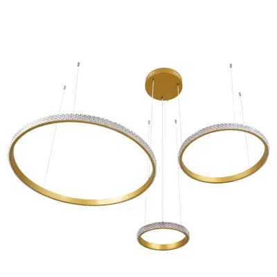Κρεμαστό φωτιστικό οροφής LED kelvo® DIAMOND 100W 10000lm 180° AC 220-240V IP20 ρυθμιζόμενο λευκό CCT με χειριστήριο από 2700K έως 6000K ντιμμαριζόμενο χρυσό πλατίνα 110x110x60cm