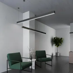 Κρεμαστό γραμμικό φωτιστικό οροφής LED kelvo® ORION 72W 7200lm 120° AC 220-240V IP20 ρυθμιζόμενο λευκό CCT με χειριστήριο από 2700K έως 6000K ντιμάριζόμενο μαύρο ματ 120x5x7.5cm