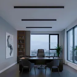 Γραμμικό φωτιστικό οροφής LED kelvo® ORION 72W 7200lm 120° AC 220-240V IP20 ρυθμιζόμενο λευκό CCT με χειριστήριο 2700K-6000K Dimmable Lumileds SMD μαύρο ματ 120x5x7.5cm