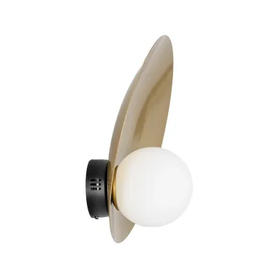 Επιτοίχια απλίκα kelvo® PLATO μονόφωτη με ντουί E14 AC 220-240V IP20 χρυσό & λευκό 40x15x38cm