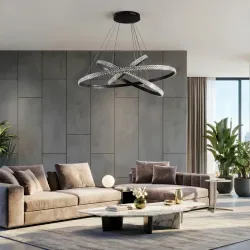Κρεμαστό φωτιστικό οροφής LED kelvo® DIAMOND 120W 12000lm 180° AC 220-240V IP20 ρυθμιζόμενο λευκό CCT με χειριστήριο από 2700K έως 6000K ντιμμαριζόμενο μαύρο ματ 80x80x80cm