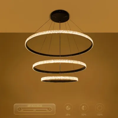 Κρεμαστό φωτιστικό οροφής LED kelvo® DIAMOND 120W 12000lm 180° AC 220-240V IP20 ρυθμιζόμενο λευκό CCT με χειριστήριο από 2700K έως 6000K ντιμμαριζόμενο μαύρο ματ 80x80x80cm