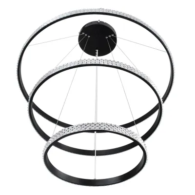 Κρεμαστό φωτιστικό οροφής LED kelvo® DIAMOND 120W 12000lm 180° AC 220-240V IP20 ρυθμιζόμενο λευκό CCT με χειριστήριο από 2700K έως 6000K ντιμμαριζόμενο μαύρο ματ 80x80x80cm