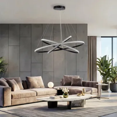 Κρεμαστό φωτιστικό οροφής LED kelvo® DIAMOND 150W 15000lm 180° AC 220-240V IP20 ρυθμιζόμενο λευκό CCT με χειριστήριο από 2700K έως 6000K ντιμμάριζομαι μαύρο ματ 100x100x100cm