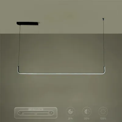 Κρεμαστό φωτιστικό οροφής LED kelvo® LINARIA 36W 3600lm 180° AC 220-240V IP20 ρυθμιζόμενο λευκό CCT με χειριστήριο από 2700K έως 6000K ντιμαριζόμενο μαύρο ματ 120x2x10cm