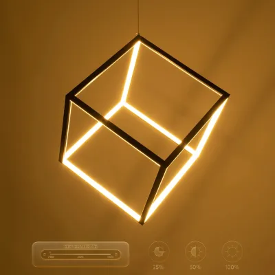 Κρεμαστό φωτιστικό οροφής LED kelvo® KIBOO 36W 3600lm 360° AC 220-240V IP20 ρυθμιζόμενο λευκό CCT με χειριστήριο από 2700K έως 6000K ντιμμαριζόμενο μαύρο ματ 40x40x40cm