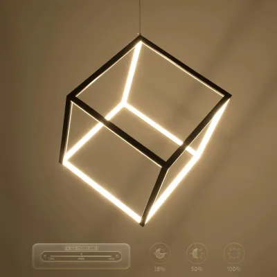 Κρεμαστό φωτιστικό οροφής LED kelvo® KIBOO 36W 3600lm 360° AC 220-240V IP20 ρυθμιζόμενο λευκό CCT με χειριστήριο από 2700K έως 6000K ντιμμαριζόμενο μαύρο ματ 40x40x40cm