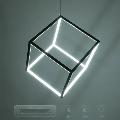 Κρεμαστό φωτιστικό οροφής LED kelvo® KIBOO 36W 3600lm 360° AC 220-240V IP20 ρυθμιζόμενο λευκό CCT με χειριστήριο από 2700K έως 6000K ντιμμαριζόμενο μαύρο ματ 40x40x40cm