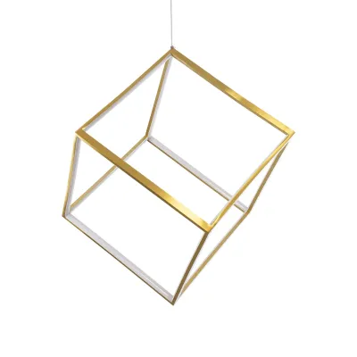 Κρεμαστό φωτιστικό οροφής LED kelvo® KIBOO 36W 3600lm 360° AC 220-240V IP20 ρυθμιζόμενο λευκό CCT με χειριστήριο από 2700K έως 6000K ντιμμαριζόμενο χρυσό 40x40x40cm
