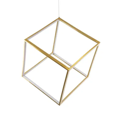 Κρεμαστό φωτιστικό οροφής LED kelvo® KIBOO 36W 3600lm 360° AC 220-240V IP20 ρυθμιζόμενο λευκό CCT με χειριστήριο από 2700K έως 6000K ντιμμαριζόμενο χρυσό 40x40x40cm