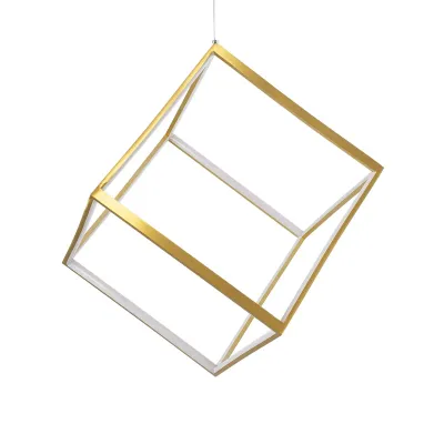 Κρεμαστό φωτιστικό οροφής LED kelvo® KIBOO 36W 3600lm 360° AC 220-240V IP20 ρυθμιζόμενο λευκό CCT με χειριστήριο από 2700K έως 6000K ντιμμαριζόμενο χρυσό 40x40x40cm