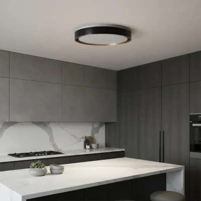 Φωτιστικό οροφής kelvo® BARCHETTA LED 72W 7200lm 120° AC 220-240V IP20 ρυθμιζόμενο λευκό CCT με χειριστήριο από 2700K έως 6000K ντιμμable μαύρο & σαμπανιζέ χρυσό ματ 48x48x8.2cm