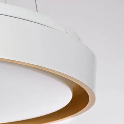 Κρεμαστό φωτιστικό οροφής LED kelvo® BARCHETTA 72W 7200lm 120° AC 220-240V IP20 ρυθμιζόμενο λευκό CCT με χειριστήριο από 2700K έως 6000K ντιμμάριζομενο λευκό & σαμπανιζέ χρυσό ματ 48x48x8.2cm