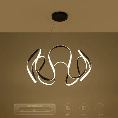 Κρεμαστό φωτιστικό οροφής LED kelvo® TARANTULA 120W 12000lm 360° AC 220-240V IP20 ρυθμιζόμενο λευκό CCT με χειριστήριο από 2700K έως 6000K ντιμμαριζόμενο μαύρο ματ 78x78x31.5cm