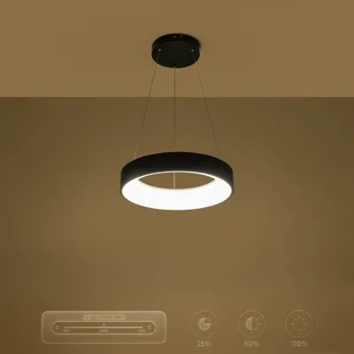 Κρεμαστό φωτιστικό οροφής LED kelvo® SALEM 75W 7500lm 120° AC 220-240V IP20 ρυθμιζόμενο λευκό CCT με χειριστήριο από 2700K έως 6000K ντιμαριζόμενο μαύρο ματ 45x45x6cm