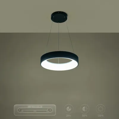 Κρεμαστό φωτιστικό οροφής LED kelvo® SALEM 75W 7500lm 120° AC 220-240V IP20 ρυθμιζόμενο λευκό CCT με χειριστήριο από 2700K έως 6000K ντιμαριζόμενο μαύρο ματ 45x45x6cm