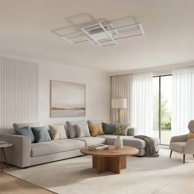 Φωτιστικό οροφής kelvo® QUADRA LED 120W 12000lm 120° AC 220-240V IP20 ρυθμιζόμενο λευκό CCT με χειριστήριο 2700K-6000K dimmable λευκό ματ 105x60x9cm