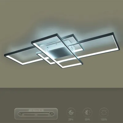 Φωτιστικό οροφής kelvo® QUADRA LED 120W 12000lm 120° AC 220-240V IP20 ρυθμιζόμενο λευκό CCT με χειριστήριο 2700K-6000K dimmable λευκό ματ 105x60x9cm
