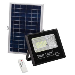 Αυτόνομος ηλιακός προβολέας LED SMD 25W ψυχρό φως 6000K 2000lm με μπαταρία 3000mAh, φωτοβολταϊκό πάνελ με αισθητήρα ημέρας-νύχτας IP66