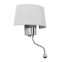 Φωτιστικό απλίκα Elegant επιτοίχιο με LED Βραχίονα δίφωτο 1 x E27 IP20 λευκό ύφασμα με ασημί μέταλλο Μ26.5 x Π15 x Υ43cm