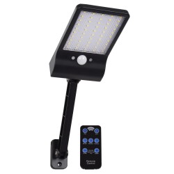 Αυτόνομο ηλιακό φωτιστικό LED 3W 550lm ψυχρό λευκό 6000K με μπαταρία 2200mAh & φωτοβολταϊκό πάνελ με ρυθμιζόμενη βάση & αισθητήρα ημέρας-νύχτας-κίνησης με τηλεχειριστήριο IP56