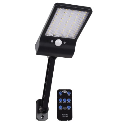 Αυτόνομο ηλιακό φωτιστικό LED 3W 550lm ψυχρό λευκό 6000K με μπαταρία 2200mAh & φωτοβολταϊκό πάνελ με ρυθμιζόμενη βάση & αισθητήρα ημέρας-νύχτας-κίνησης με τηλεχειριστήριο IP56