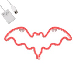 Φωτιστικό με φωτεινή επιγραφή NEON LED σήμανσης BATMAN 5W με καλώδιο τροφοδοσίας USB μπαταρίες 3xAAA σε κόκκινο φως