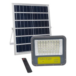 Αυτόνομος ηλιακός προβολέας LED 300W 30000lm ψυχρό φως με μπαταρία 30000mAh & φωτοβολταϊκό πάνελ με αισθητήρα ημέρας-νύχτας IP66