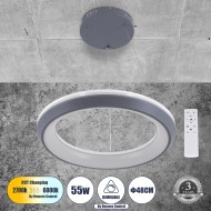 Κρεμαστή Πλαφονιέρα MELINA Κύκλος LED CCT 55W 6376lm 120° AC 220-240V - Εναλλαγή Φωτισμού μέσω Τηλεχειριστηρίου All In One-Dimmable Φ48cm - Ανθρακί 