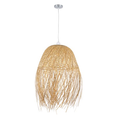 Κρεμαστό φωτιστικό Boho MANILA 1 x E27 AC 220-240V μπεζ με υφασμάτινο καπέλο φυσικού σχεδιασμού Μ45 x Π45 x Υ60