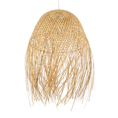 Κρεμαστό φωτιστικό Boho MANILA 1 x E27 AC 220-240V μπεζ με υφασμάτινο καπέλο φυσικού σχεδιασμού Μ45 x Π45 x Υ60