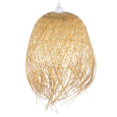 Κρεμαστό φωτιστικό Boho MANILA 1 x E27 AC 220-240V μπεζ με υφασμάτινο καπέλο φυσικού σχεδιασμού Μ45 x Π45 x Υ60