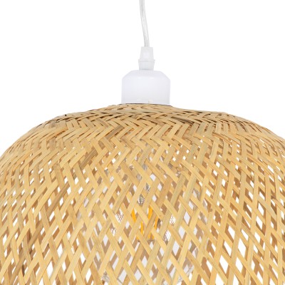 Κρεμαστό φωτιστικό Boho MANILA 1 x E27 AC 220-240V μπεζ με υφασμάτινο καπέλο φυσικού σχεδιασμού Μ45 x Π45 x Υ60